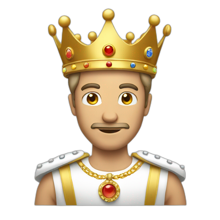 Men in crown using phone emoji