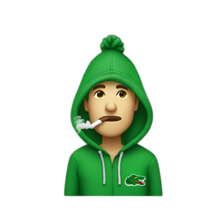 Guy smoking weed using lacoste hoodie emoji