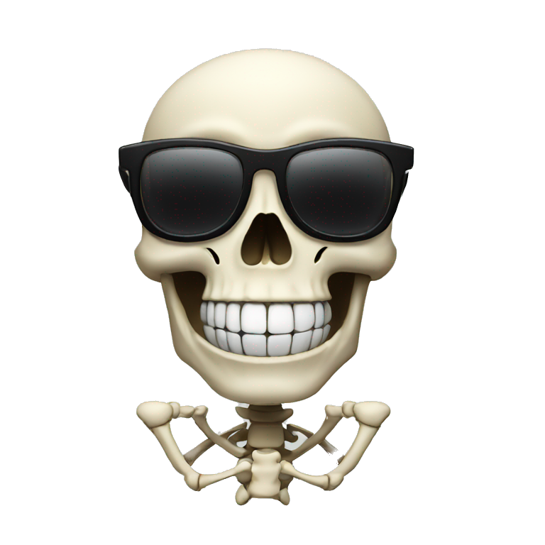 Skeleton dank smile with black glasses emoji