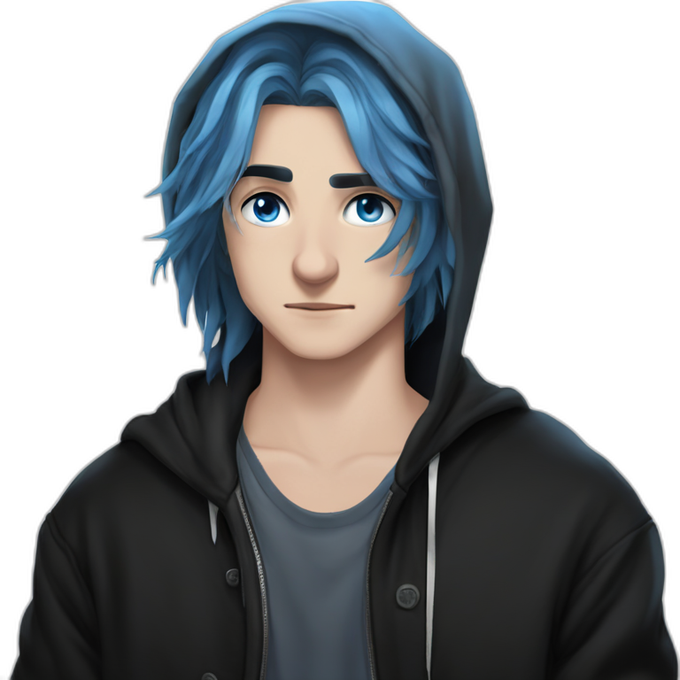 blue-eyed boy in black jacket emoji