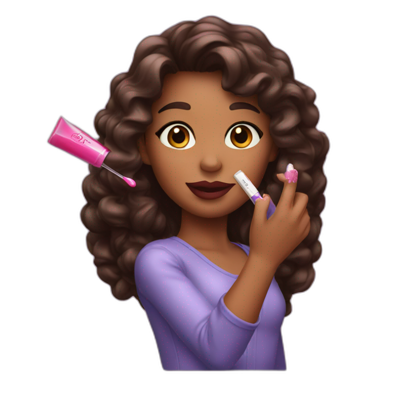 Lip gloss in girl hand emoji