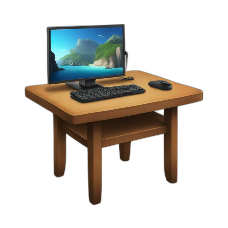 table with gaming pc emoji