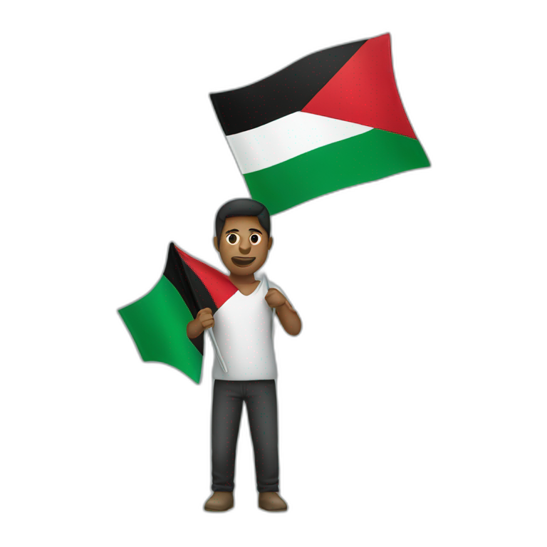 Man holding Palestinian flag emoji