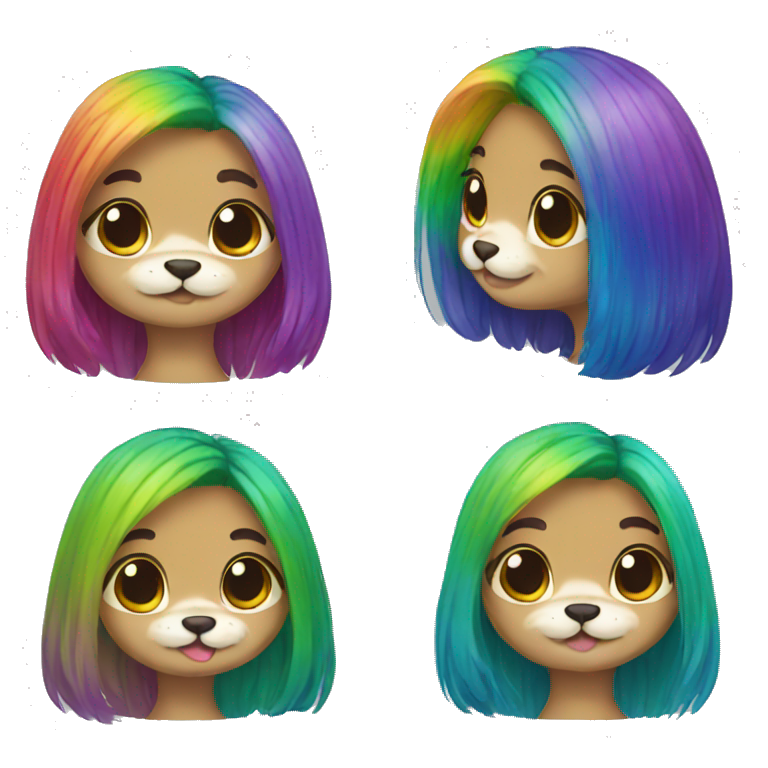 Otter rainbow hair emoji