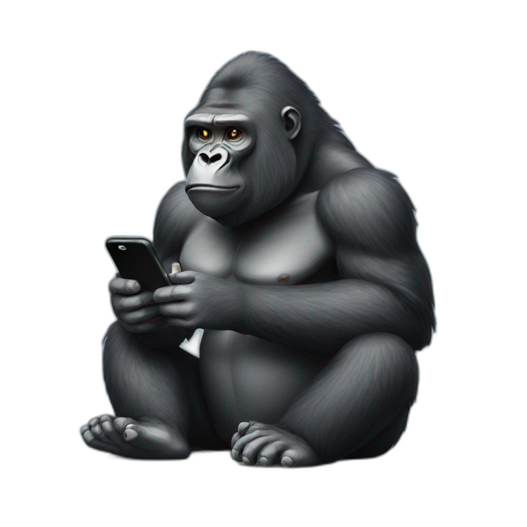 Gorilla using smartphone emoji