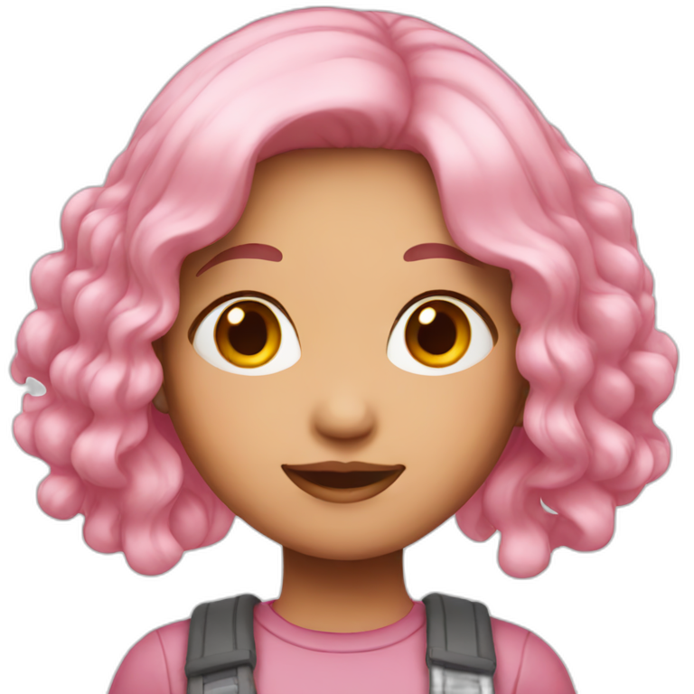 asian Girl with pink hair emoji