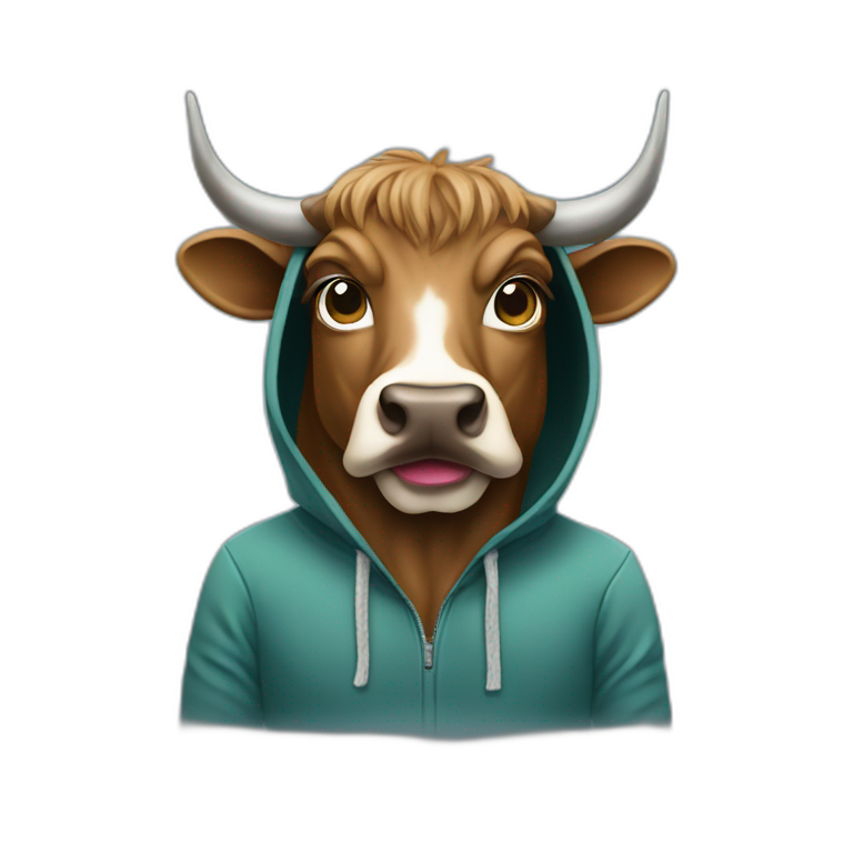 emoji bull animal programmer in hoodie emoji