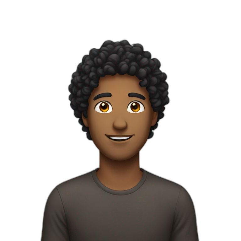brown skin man with black curly hair emoji