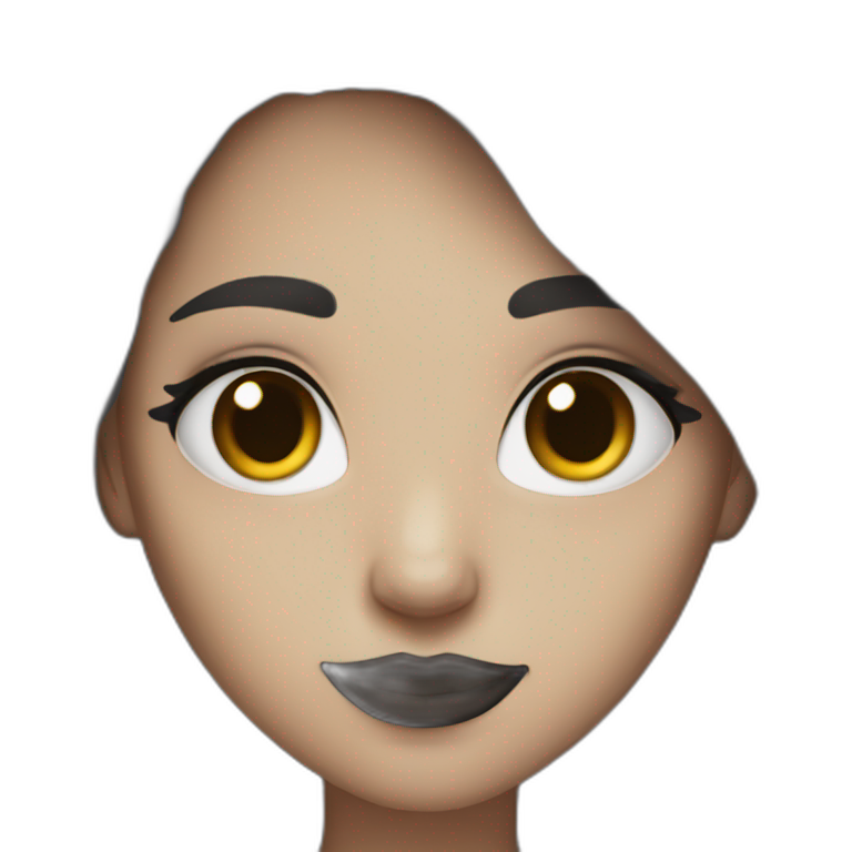 happy rock girl with dark lips and dark eyes emoji