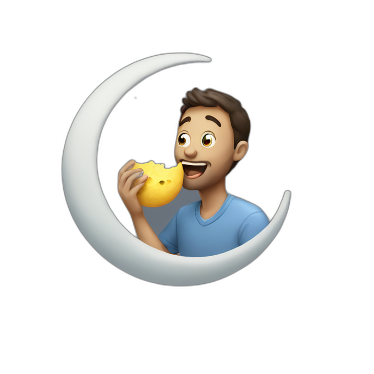 man eating the moon on the moon emoji