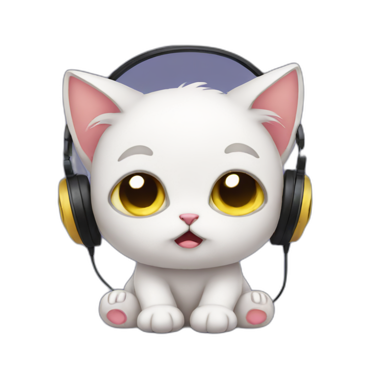 sad kitten listening to music emoji