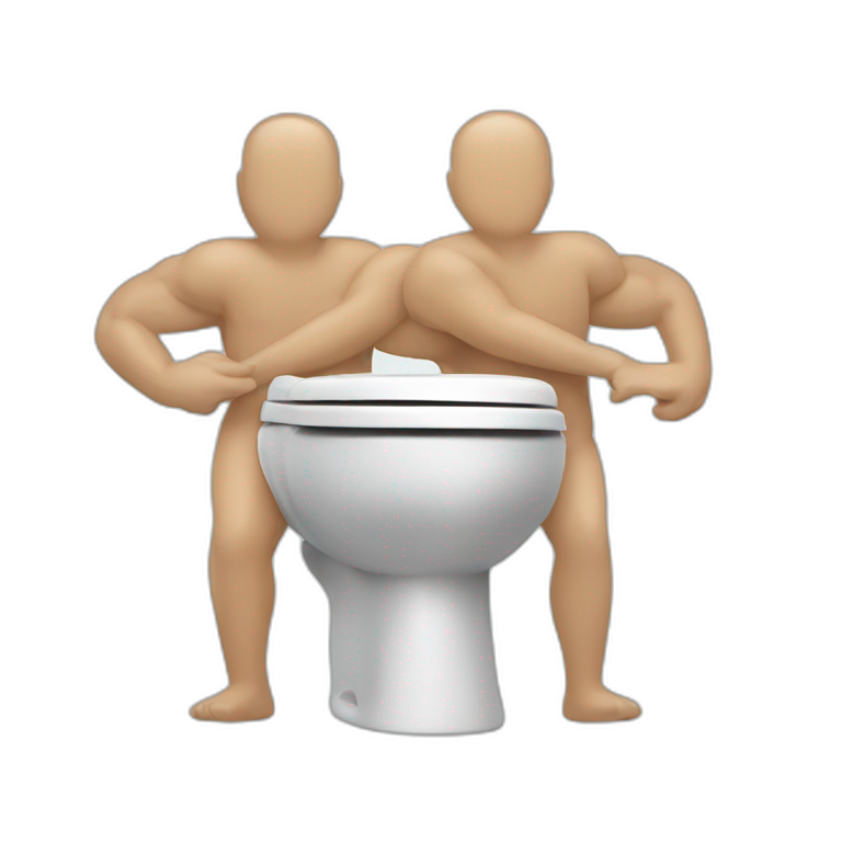 toilet with two human arms emoji