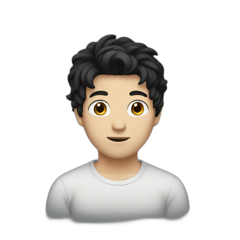 white boy with black hair emoji