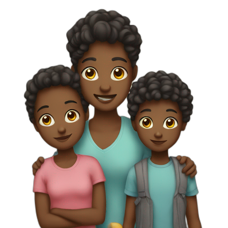 a family with a black kids emoji