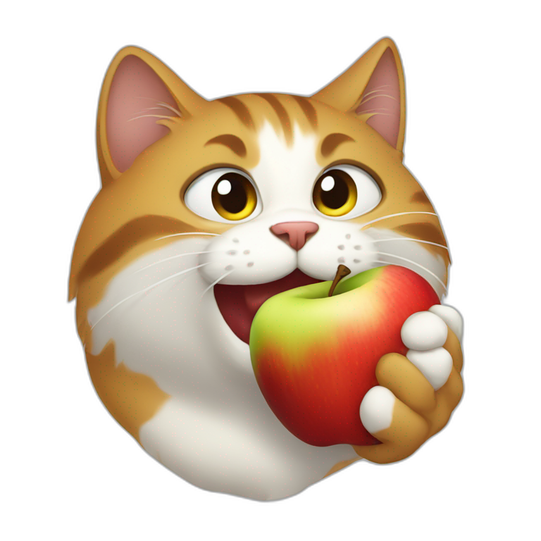 Cat-eating apple emoji