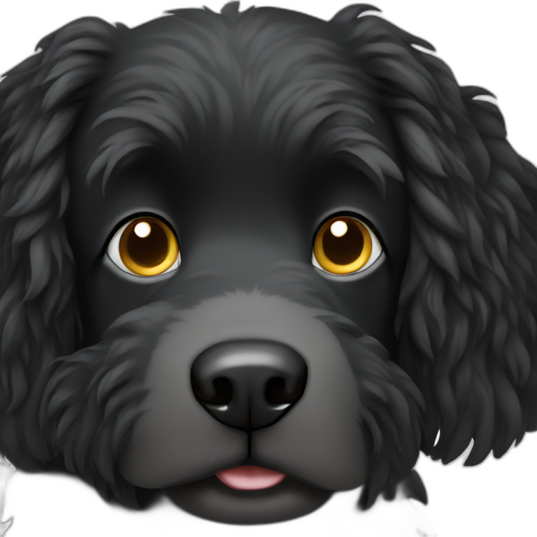 black dog that looks like mop emoji