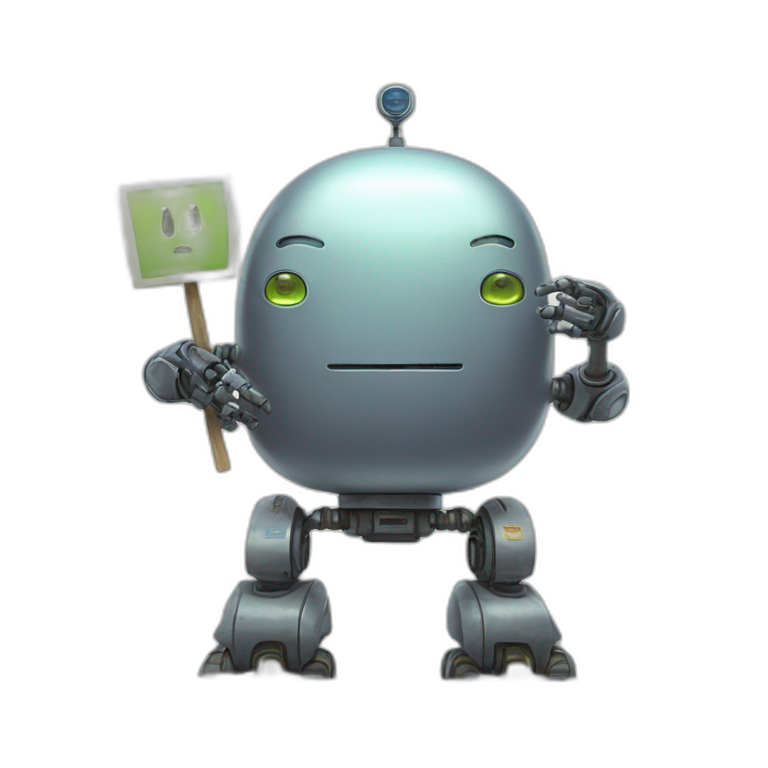 blob meow robot holding a sign saying "PD-Bot" emoji