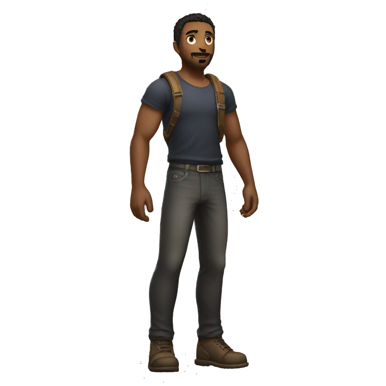 a game character showing his full body emoji