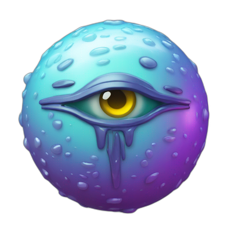 3d sphere with a cartoon Slime skin texture with Eye of Horus emoji