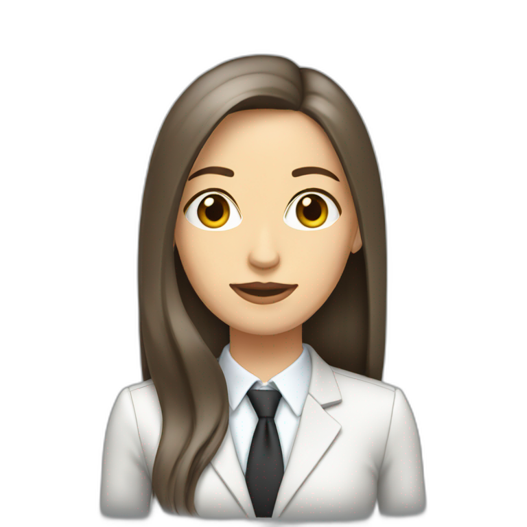 Dark Brown straight long hair white woman wearing suit emoji