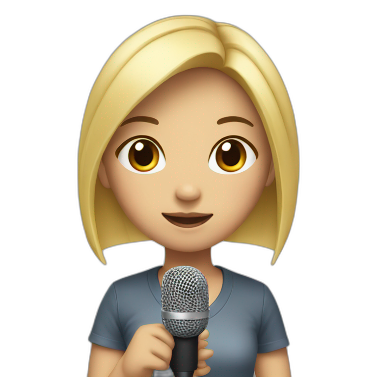 Asian girl with blonde hair and microphone emoji