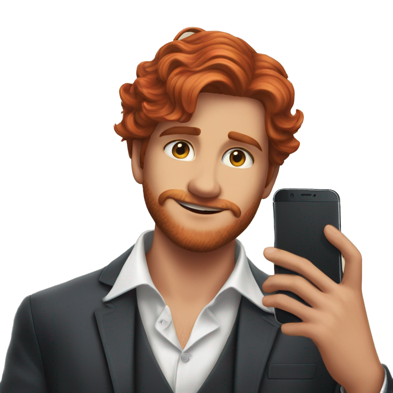 man taking selfie in suit emoji