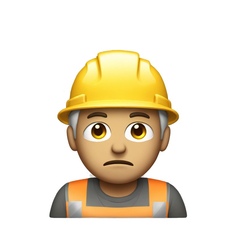 hard working unhappy white man with construction hat emoji