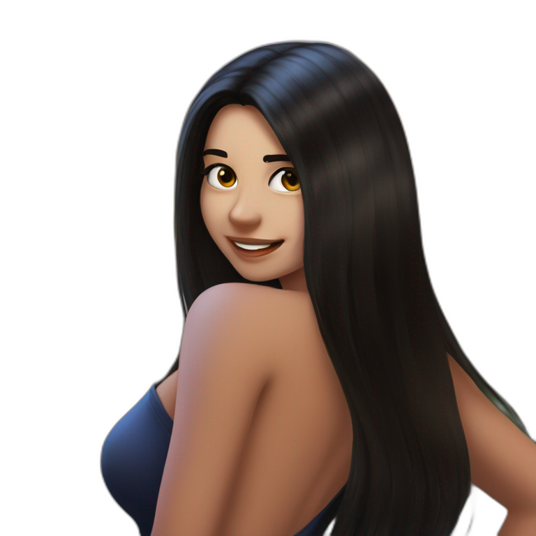 smiling girl with black hair emoji