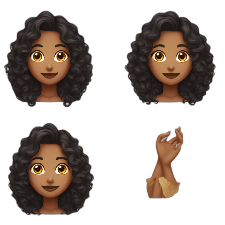 Indian girl wavy curly hair emoji