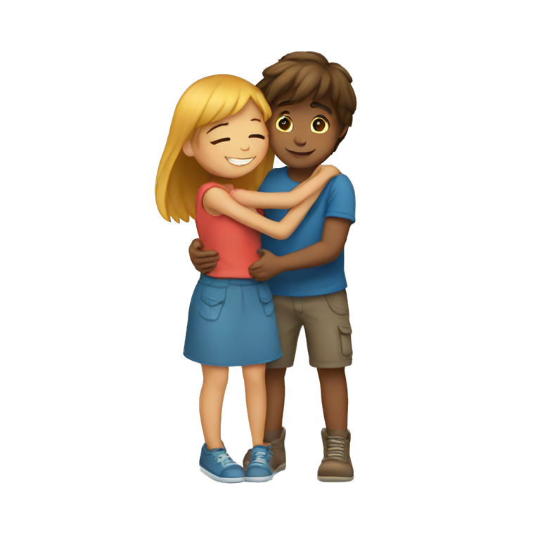 A girl and boy hugging  emoji