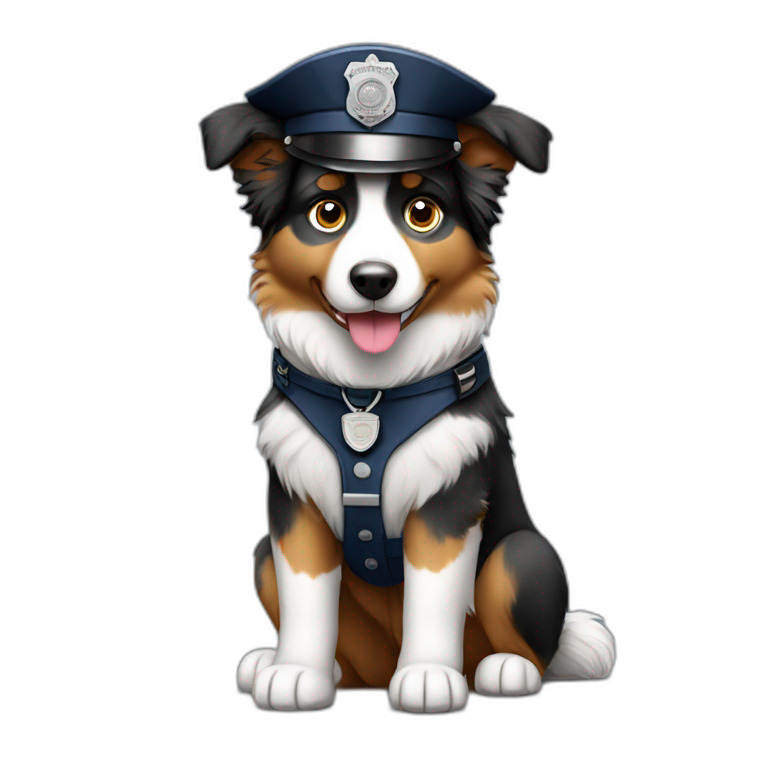 australian Shepherd in Police Uniform sitting emoji