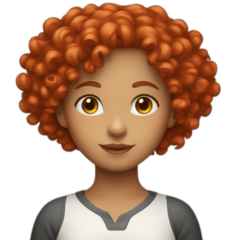 red curly hair girl with google logo emoji