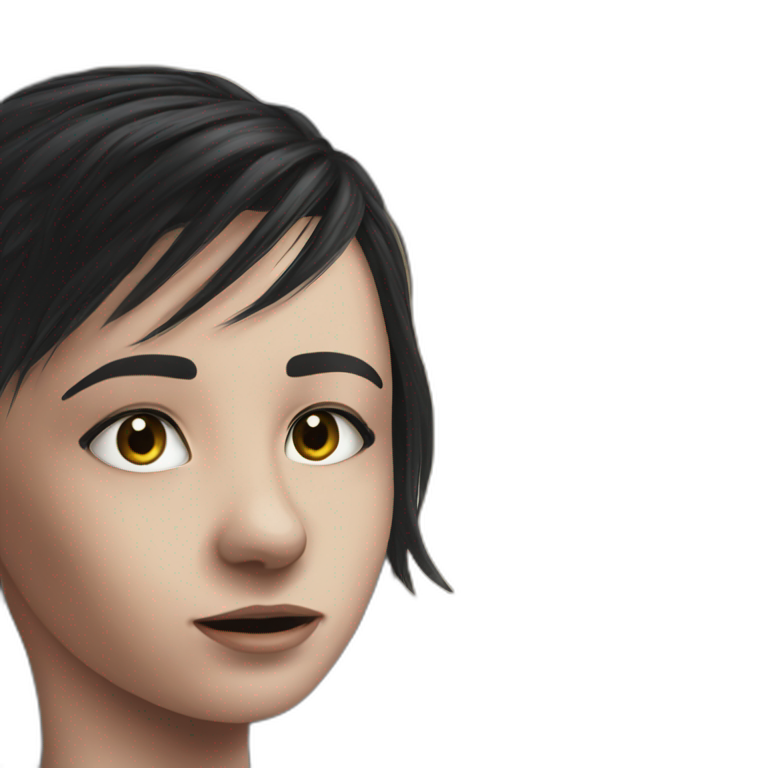 serene black-eyed girl portrait emoji