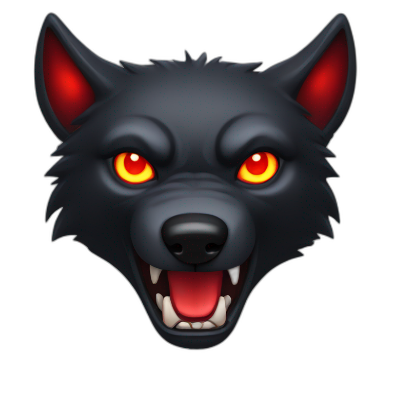 angry black wolf, red glowing eyes emoji