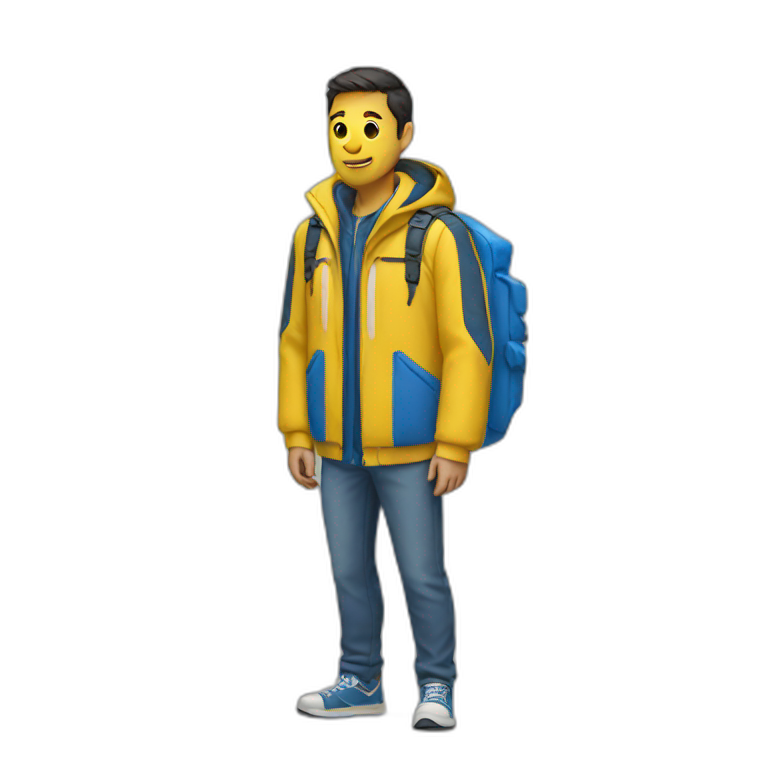 person with yellow and blue jacket emoji