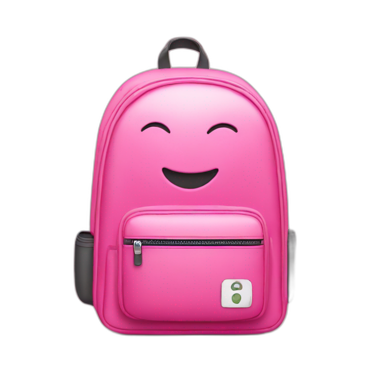 school bag pink with a smiley face emoji