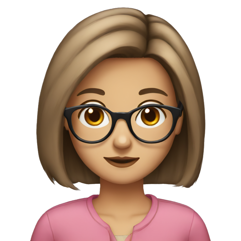 girl, glasses, bob hairstyle, brown hair, dog collar emoji