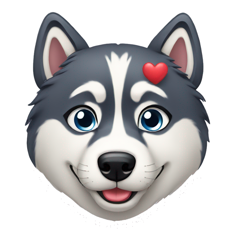 husky with heart emoji