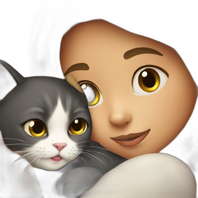 girl cuddling cat emoji
