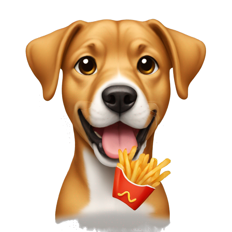 Dog eating French fries emoji