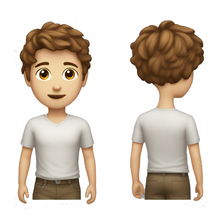 brown-haired boy with emoji
