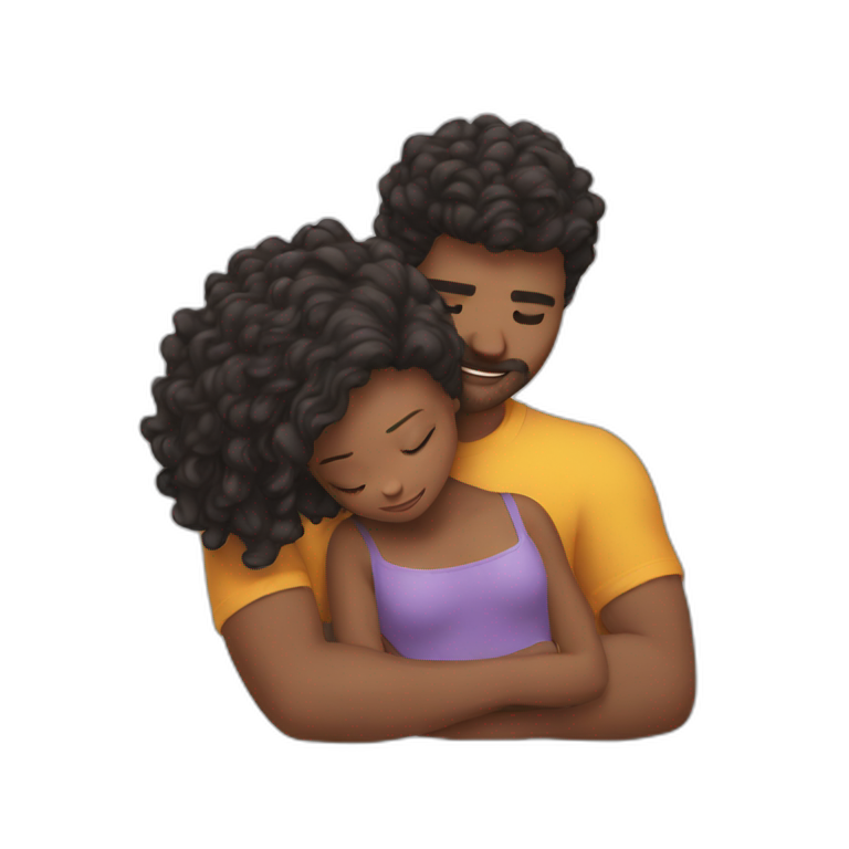 Man lobg hair hugging a girl emoji