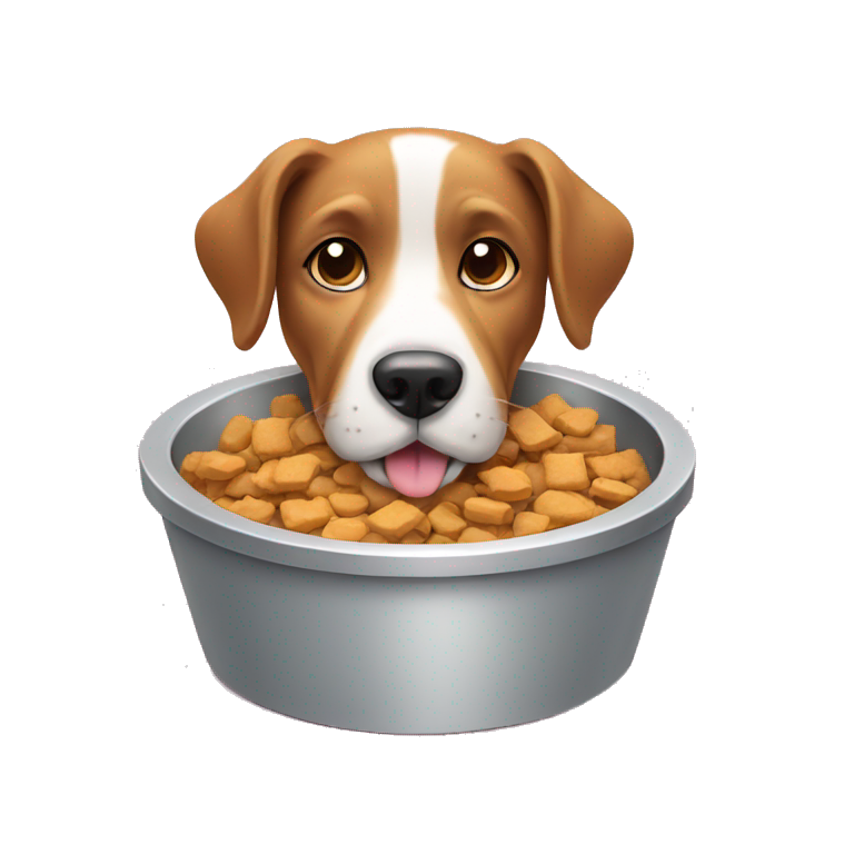 dog with treats in dog bowl emoji
