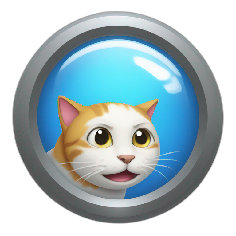 Un gato soriendo con un lente emoji
