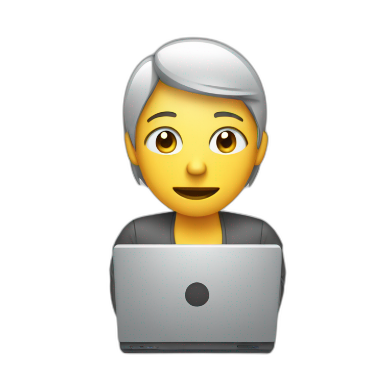 Someone who is sweating while struggling to smile while working at their computer emoji