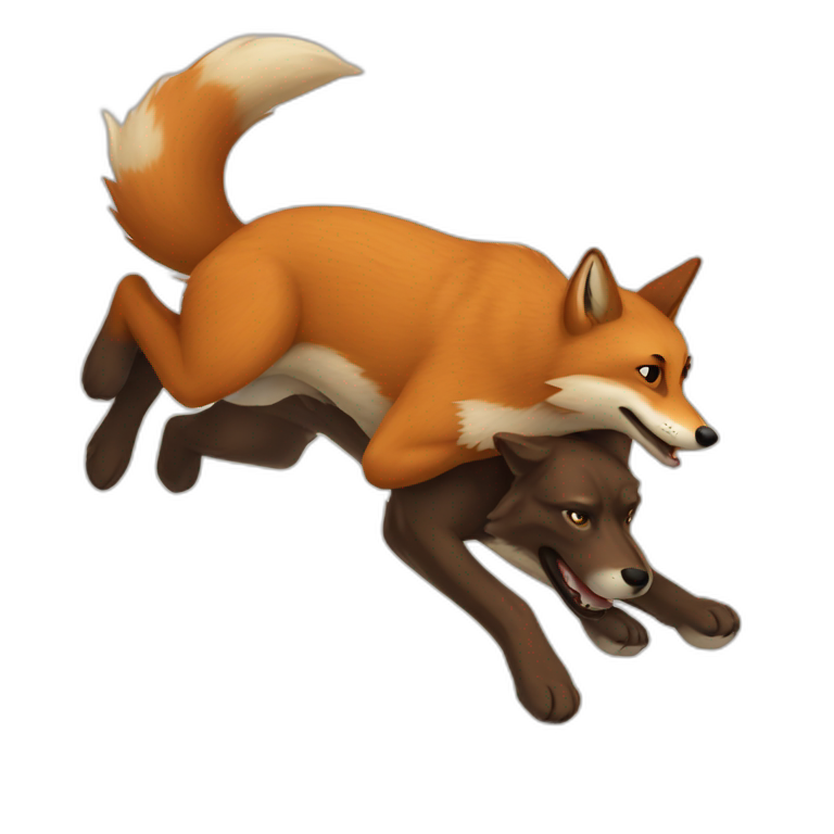 A big brown fox jumping over a lazy dog emoji
