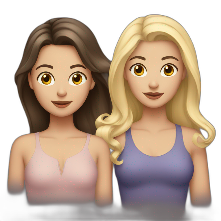 sisters one brunette and one blonde emoji