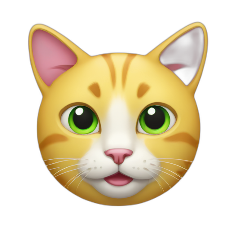round yellow cat with green eyes and pink nose emoji
