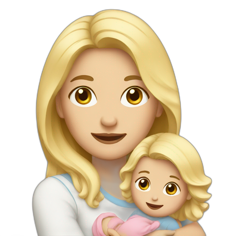 blonde mother with 2 babies emoji