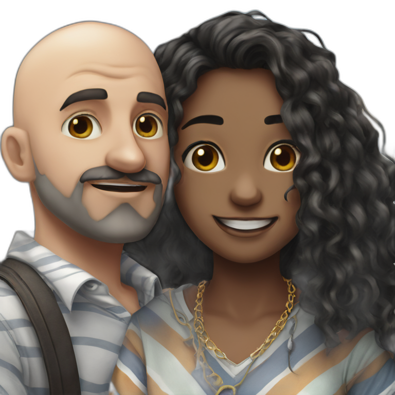 happy young couple in city emoji